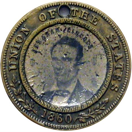 918  -  AL 1860-106 Ferrotype  Raw EF Abraham Lincoln Political Campaign token
