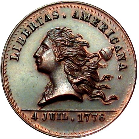 813  -  MILLER PA  72A  Raw MS62 Libertas Americana Philadelphia Merchant token