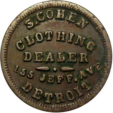 228  -  MI225 Q-1a R5 Raw EF Details Detroit Michigan Civil War token