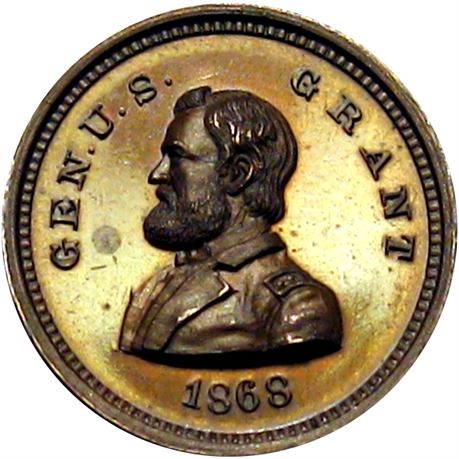 942  -  USG 1868-37 Bronzed  Raw MS63 U. S. Grant Political Campaign token