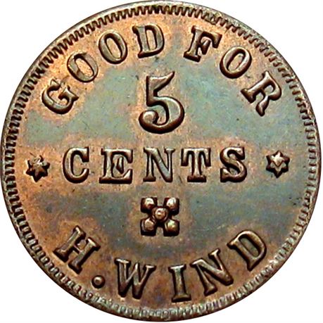 307  -  PA320A-5a R7 Raw AU+ Rare Town Easton Pennsylvania Civil War token
