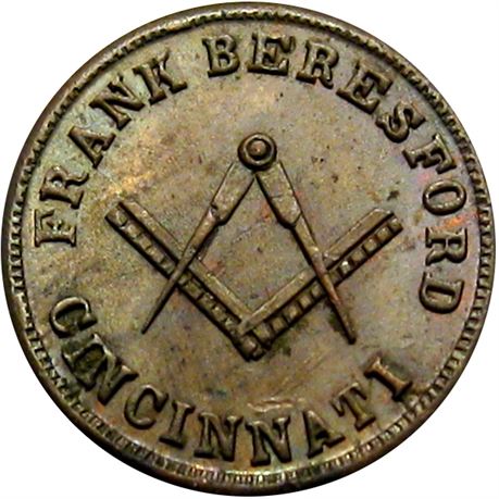 269  -  OH165 P-5a R9 Raw AU+ Mint Error Cincinnati Ohio Civil War token