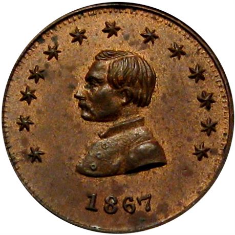 309  -  PA750B-2a R9 Raw MS62 McClellan Philadelphia PA Civil War token