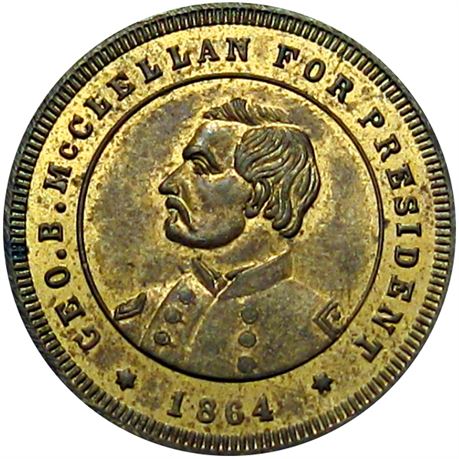 930  -  GMcC 1864-18 BR  Raw MS62 George McClellan Political Campaign token