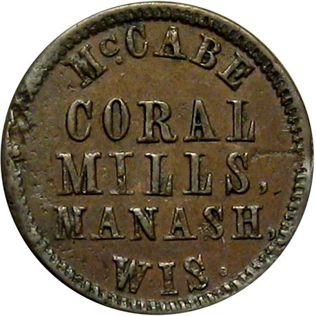 325  -  WI480A-1a R5 Raw EF Manash Neenah Wisconsin Civil War token