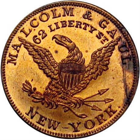 648  -  MILLER NY  515A  Raw MS64 New York City Merchant token