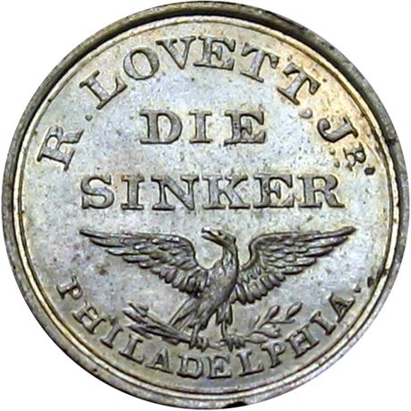 868  -  MILLER PA 352  Raw MS62 Robert Lovett Philadelphia Merchant token