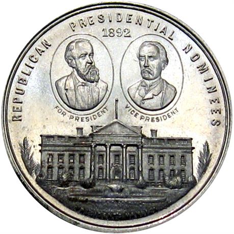960  -  BH 1892-01 AL  Raw MS63 Benjamin Harrison Political Campaign token