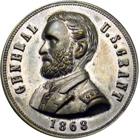 946  -  USG 1868-51 Slvd BR Shell  Raw MS63 U. S. Grant Political Campaign token