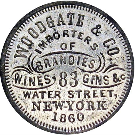 756  -  MILLER NY  971  Raw MS62 New York City Merchant token