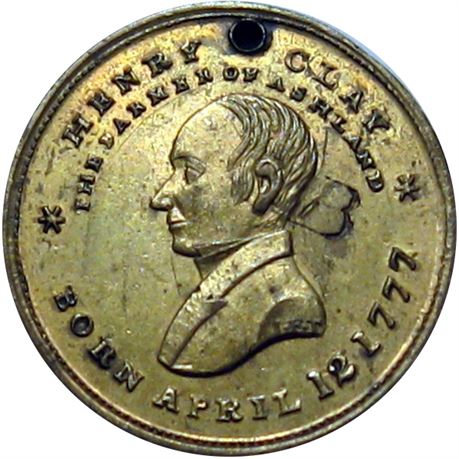 908  -  HC 1844-37 BR  Raw AU Details Henry Clay Political Campaign token