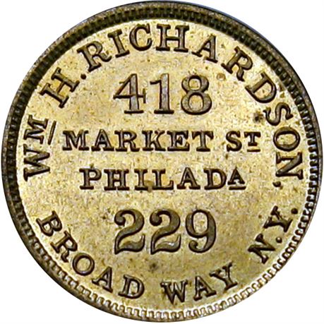 882  -  MILLER PA 421B  Raw MS65 Philadelphia Pennsylvania Merchant token