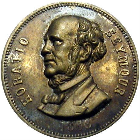 948  -  HS 1868-14 Slvd BR Shell  Raw MS63 Horatio Seymour Political token