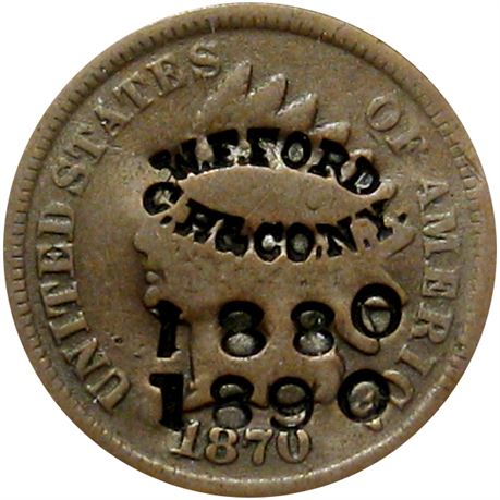 360  -  W. F. FORD / C. H & CO, N.Y. / 1880 / 1890 on 1870 Cent  Raw VF