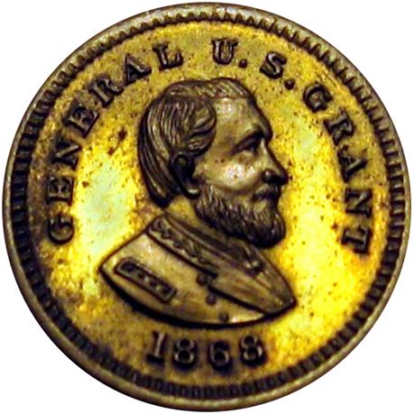 677  -  MILLER NY  630  Raw MS62 1868 US Grant New York City Merchant token