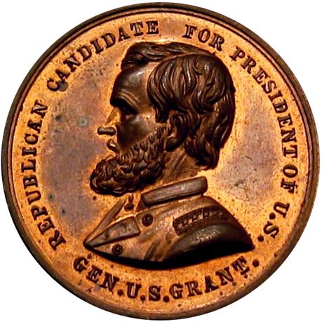 935  -  USG 1868-07a CU  Raw MS62 U. S. Grant Political Campaign token