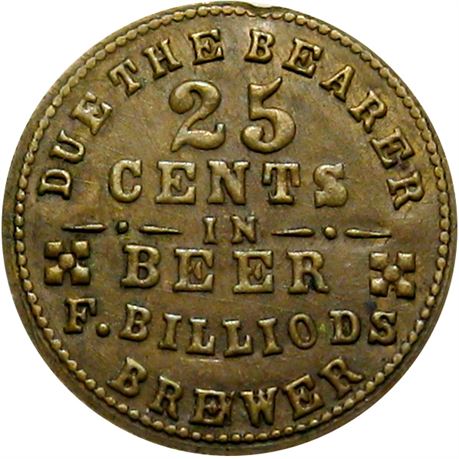 270  -  OH165 Q-1b R8 Raw AU Details Rare Cincinnati Ohio Civil War token