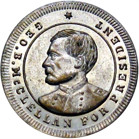 933  -  GMcC 1864-27 Svd BR  Raw MS63 George McClellan Political Campaign token