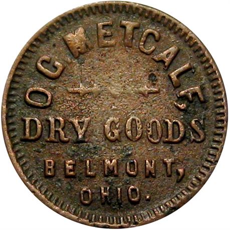 264  -  OH070A-1a R8 Raw EF Details Rare Town Belmont Ohio Civil War token