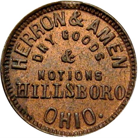 286  -  OH400D-1a R6 Raw EF Hillsboro Ohio Civil War token