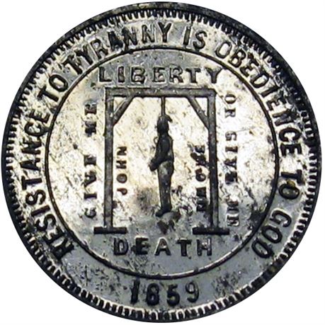 914  -  SL 1859-1 WM  Raw MS61 John Brown Hanging Anti Slavery Political token
