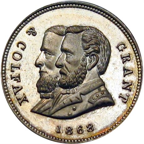 938  -  USG 1868-23 Slvd BR  Raw MS64 U. S. Grant Political Campaign token