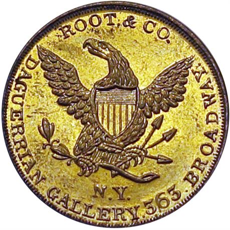 688  -  MILLER NY  732  Raw MS64 Daguerreotype New York City Merchant token