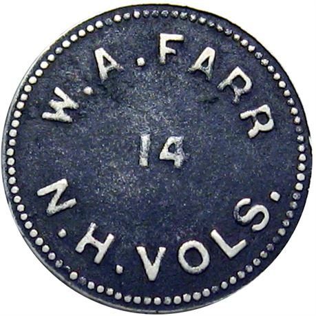 174  -  NH-14-25N R7 Raw VF Details 14th New Hampshire Civil War Sutler token