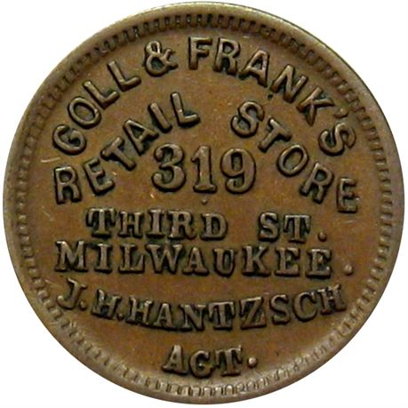 328  -  WI510 N-1a R5 Raw EF+ Milwaukee Wisconsin Civil War token