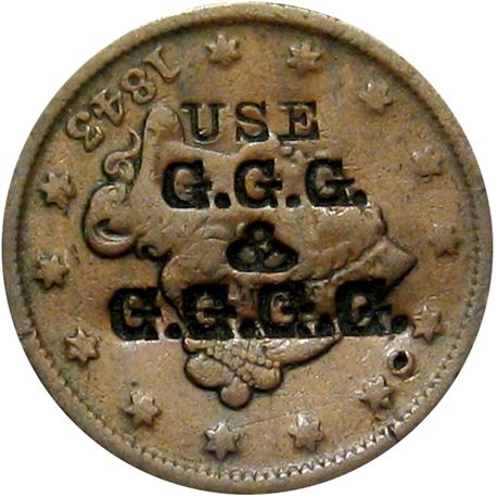 366  -  USE / G.G.G. / & / G.G.G.G on the obverse of an 1844 Cent  Raw VF
