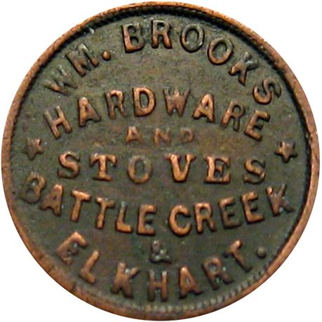 222  -  MI060aA-2a R8 Raw FINE+ Primitive Battle Creek Michigan Civil War token