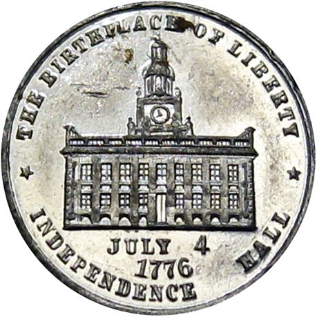 820  -  MILLER PA 119  Raw MS62 1876 Philadelphia Pennsylvania Merchant token