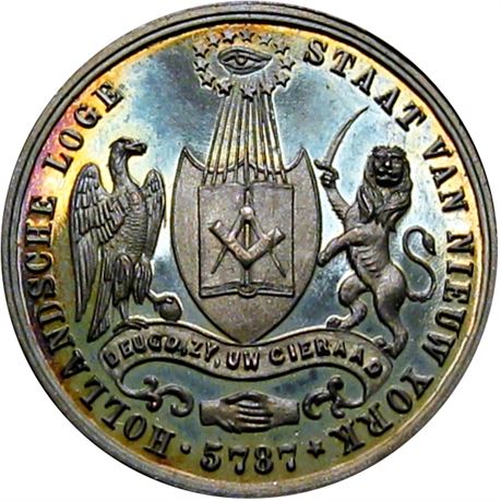 1010  -  Lovett / Wood Silver Masonic Medal  Raw MS65 Silver