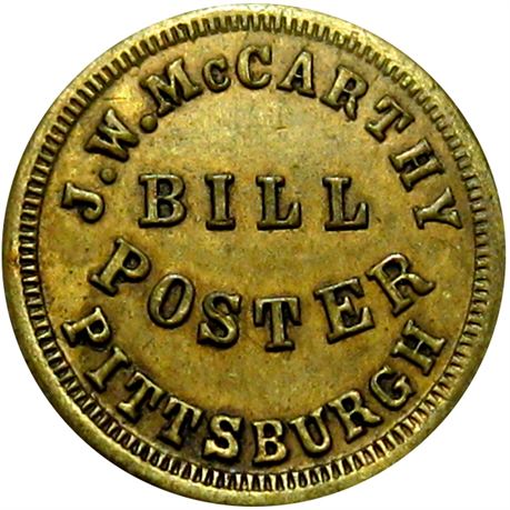 310  -  PA765K-2b R9 Raw AU Brass Pittsburgh Pennsylvania Civil War token