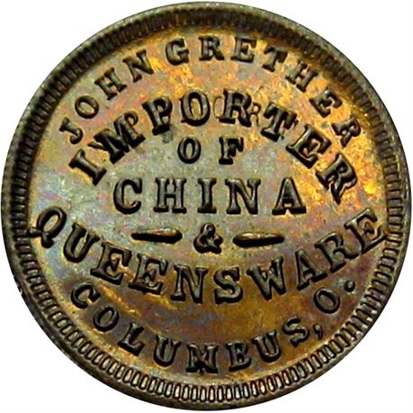 281  -  OH200A-1b R8 Raw MS62 Brass Columbus Ohio Civil War token