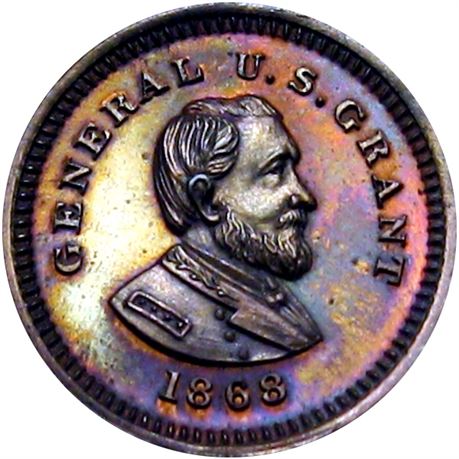 676  -  MILLER NY  629  Raw MS62 1868 US Grant New York City Merchant token