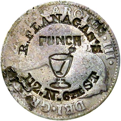 364  -  R. FLANAGAN'S PUNCH (punchbowl) 112. N. 6th ST on 1787 Two Real Raw VF