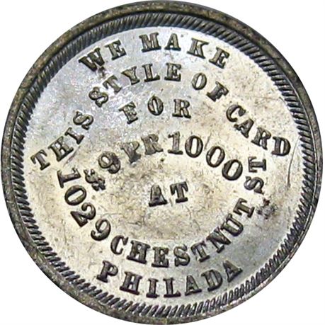 852  -  MILLER PA 309G  Raw MS62 Lingg Philadelphia Pennsylvania Merchant token