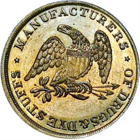 812  -  MILLER PA  59  Raw MS63 Druggist Philadelphia PA Merchant token
