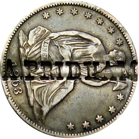 408  -  A. PRIDHAM on obverse of 1863 Half Dollar  Raw VF