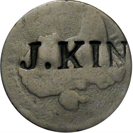 380  -  J. KIN on obverse of 1801 Cent  Raw VF