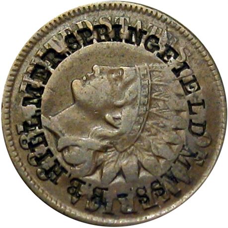 375  -  B. B. HILL. MER. SPRINGFIELD MASS- on both sides of 1865 Cent  Raw EF