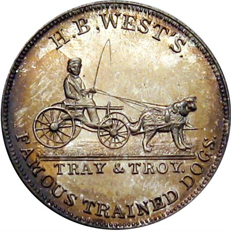 744  -  MILLER NY  949A  Raw MS64 Trained Dogs New York City Merchant token