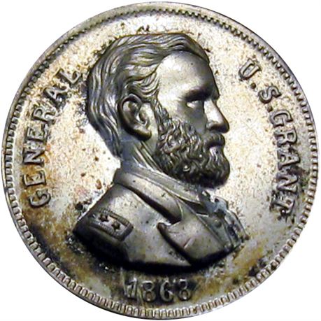 944  -  USG 1868-49 Slvd BR Shell  Raw MS63 U. S. Grant Political Campaign token