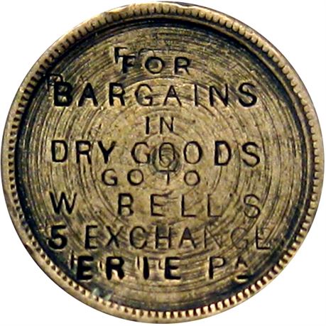 308  -  PA360A-1do R5 Raw EF Counterstamp Erie Pennsylvania Civil War token