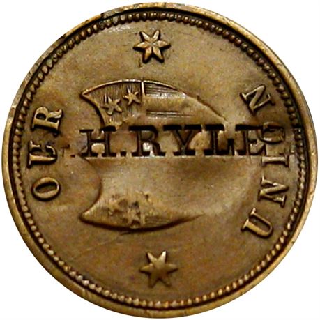 411  -  G. H. RYLEY on reverse of Patriotic Civil War token  Raw VF
