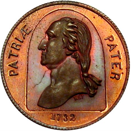 757  -  MILLER NY  972  Raw MS64 George Washington New York City Merchant token