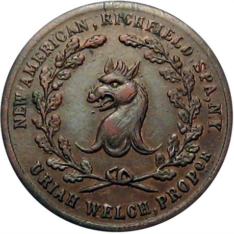 738  -  MILLER NY  945  Raw EF+ Rooster Griffin New York City Merchant token
