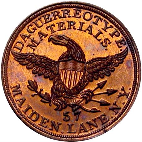 689  -  MILLER NY  802  Raw MS64 Daguerreotype New York City Merchant token