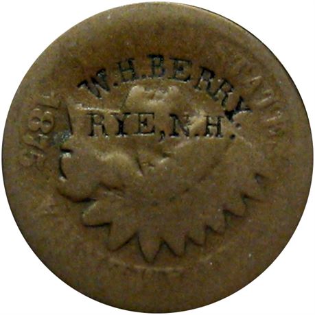 344  -  W. H. BERRY / RYE, N.H. on obverse of 1875 Cent  Raw VF